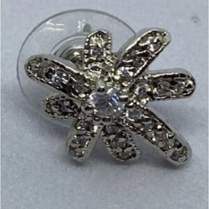 Silver tone clear CZ pierced earrings.